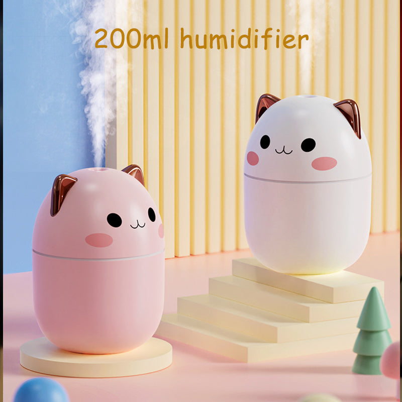 Air Humidifier Cute Cat Ultra-Silent USB Office Household Bedroom Car Aromatherapy Air Purifier With Led Cool Mist Spray - Gadgio