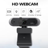 High-resolution 1080P conference video webcam showing a sleek black camera with adjustable lens and built-in microphone.