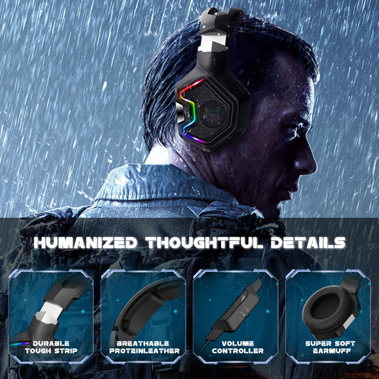 ONIKUMA K10 PRO Gaming Headset Stereo Gaming Headphones For PS4 PS5   One With Mic Led Light - Gadgio