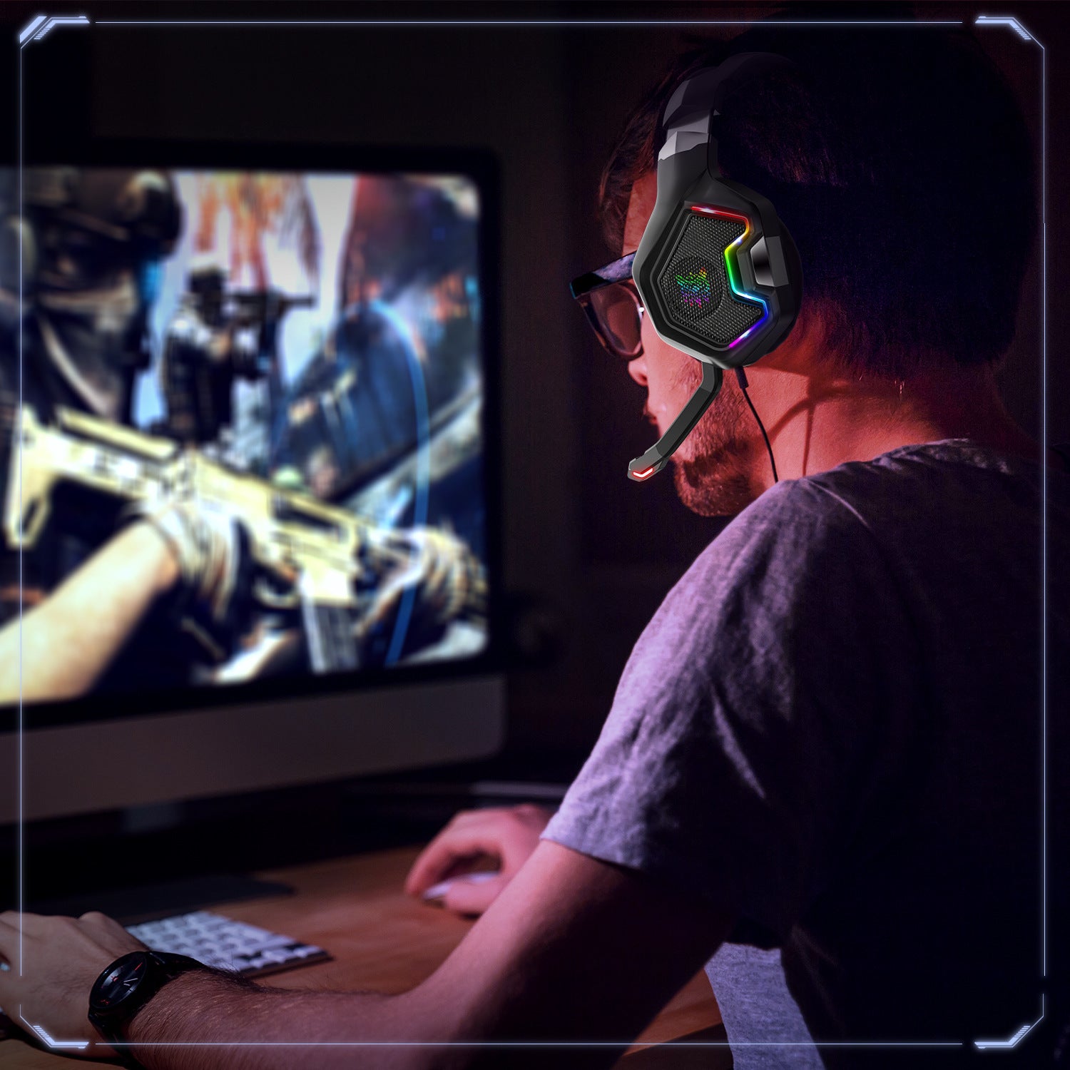 ONIKUMA K10 PRO Gaming Headset Stereo Gaming Headphones For PS4 PS5   One With Mic Led Light - Gadgio