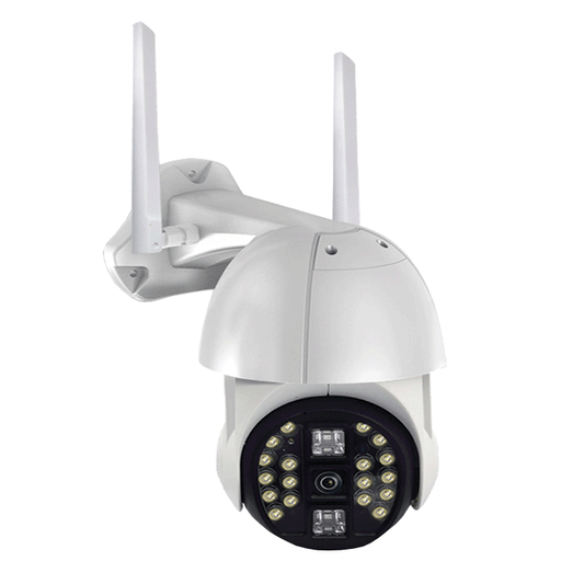 Wireless outdoor security camera with 1080P HD video, 360-degree view, wifi connectivity, suitable for home surveillance.
