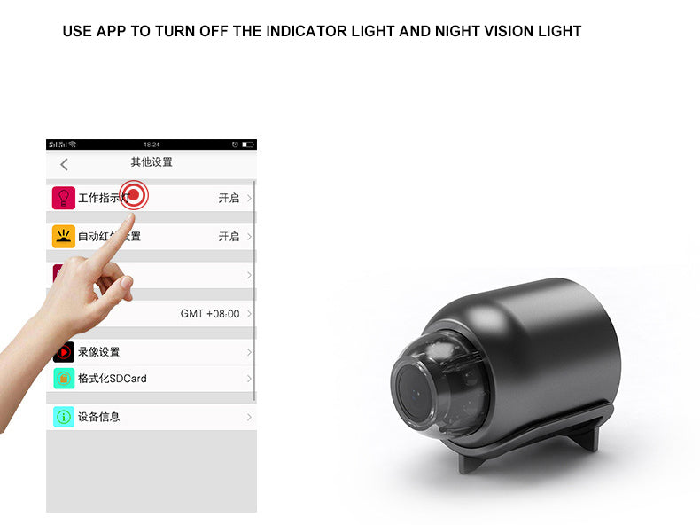 Wireless WiFi surveillance camera with 1080P HD night vision, compact monitor for remote home security monitoring.