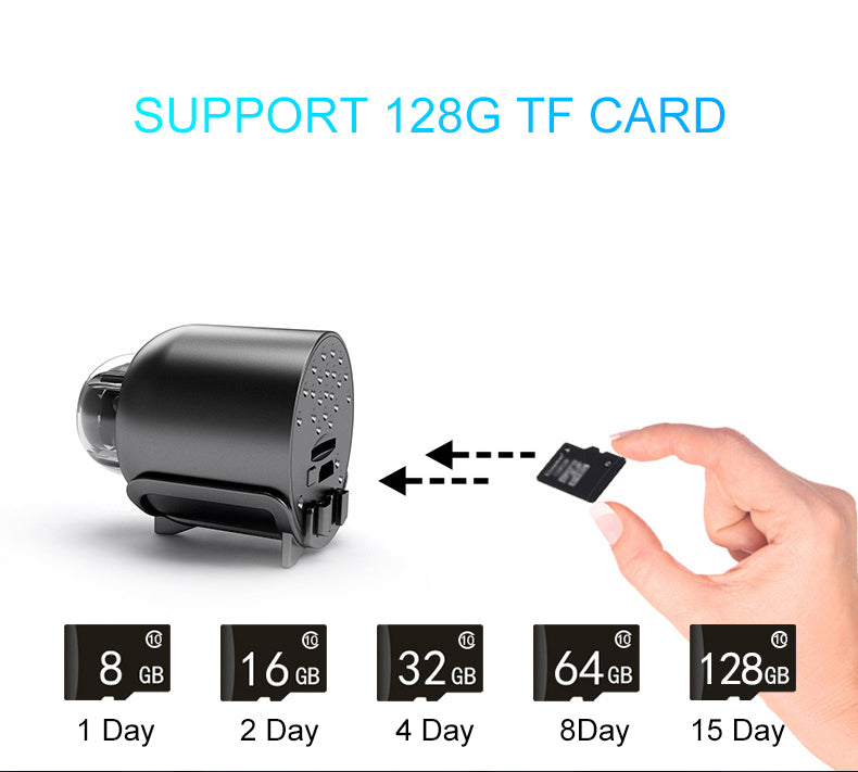 Wireless WiFi remote surveillance camera with 1080P HD night vision and compact monitor for home security monitoring.