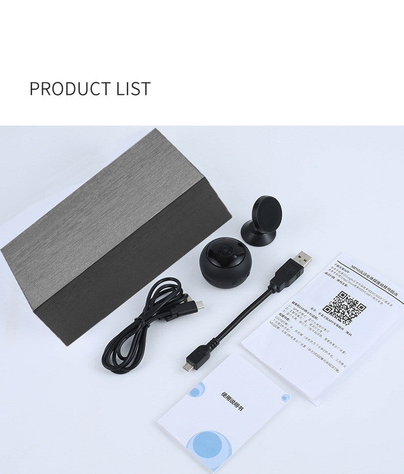 Mini 1080P HD WiFi IP camera with night vision for home security, remote monitoring, and video recording.