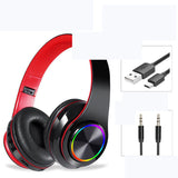 LED Wireless Bluetooth Headphones Gaming Headsets Sport Earphone With Support TF Card Colorful Breathing Lights - Gadgio