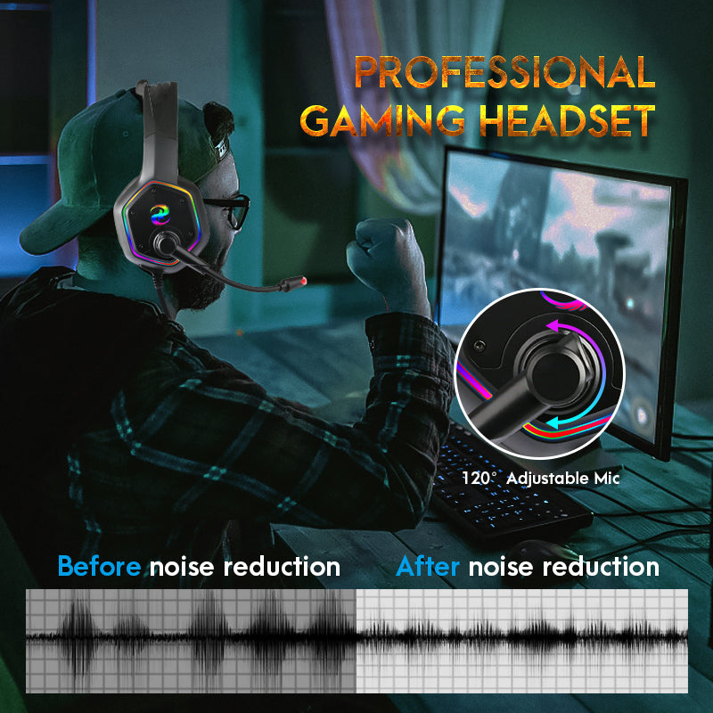 Gaming 3D Sound Effect GAMINGHEADSET Noise Canceling Headphones - Gadgio