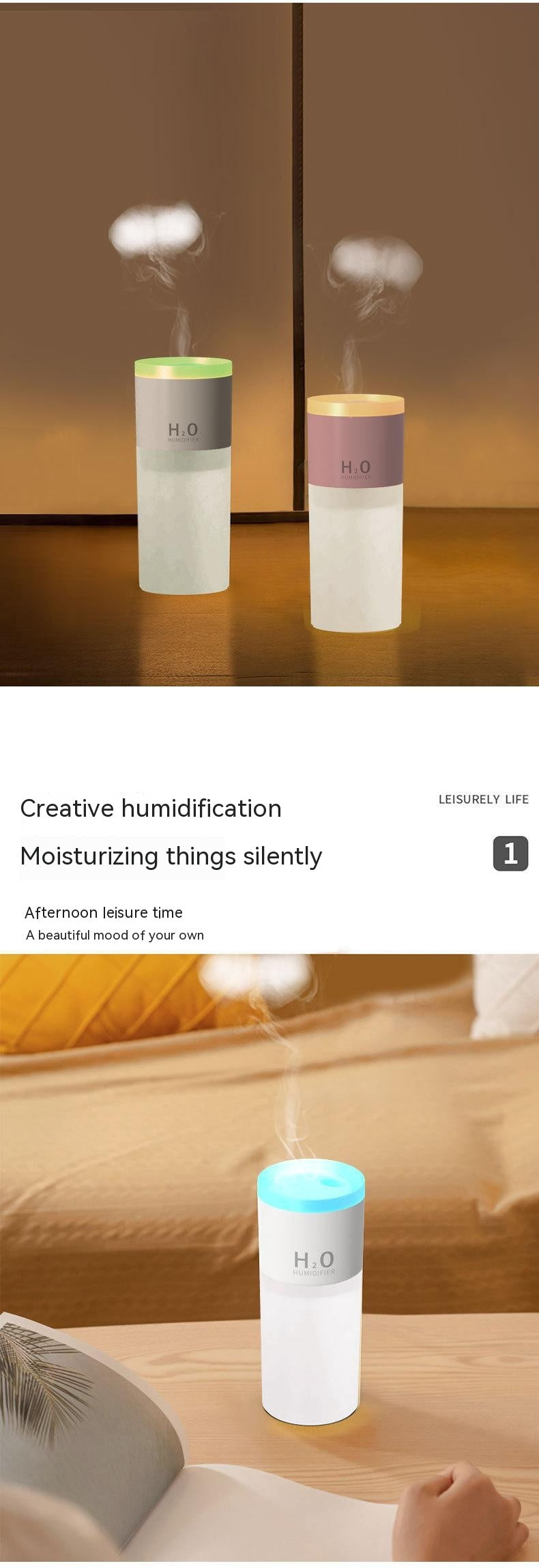 Indoor Air Humidifier Car Spit Circle Jellyfish Spray Bedroom Seven-color Night Light Creative Gift Aroma Diffuser - Gadgio
