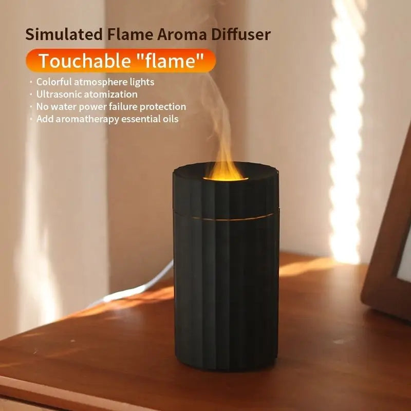 Air Humidifier With Flame Effect Essential Oil Diffuser Quiet Aroma Diffuser Home Fragrances Car Refresh - Gadgio