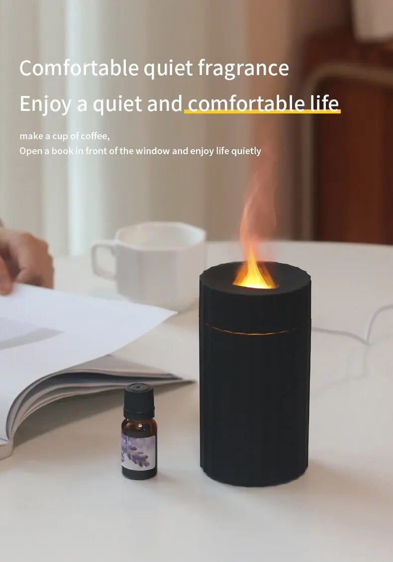 Air Humidifier With Flame Effect Essential Oil Diffuser Quiet Aroma Diffuser Home Fragrances Car Refresh - Gadgio