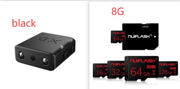 Small 1080P Full HD camcorder with infrared night vision, motion detection, and compact design for discreet video recording.
