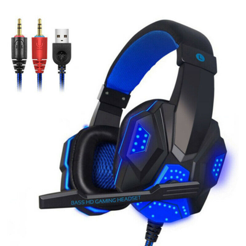 3.5mm Gaming Headset Mic LED Headphones - Gadgio