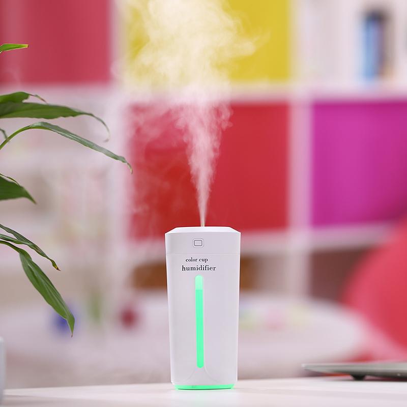 Mini Air Humidifier USB Ultrasonic Humidifier Car Aroma Diffuser Electric Essential Oil Diffuser Cup 7 Color LED Lights - Gadgio