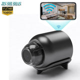 Wireless WiFi home surveillance camera with 1080P HD night vision and remote monitoring capabilities.