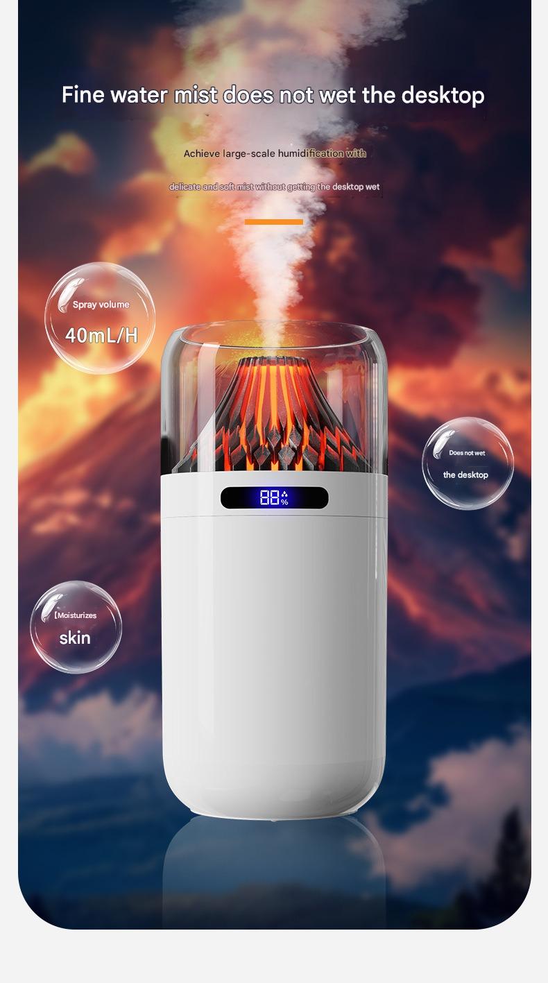 Volcano USB Humidifier Compact Battery-Powered Digital Display Car Aromatherapy Charging Air Moisturizing Humidifier - Gadgio