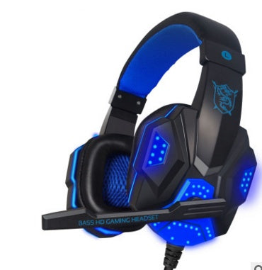 Pu mind pc780 black blue head game Gaming Headset computer YY voice with Mike black blue light headphones - Gadgio