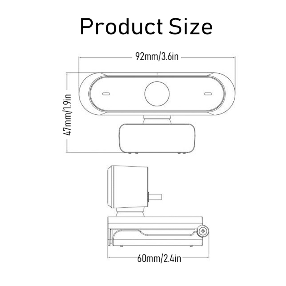 High-definition 1080P conference video webcam showing a sleek black camera with adjustable lens and built-in microphone for virtual meetings.