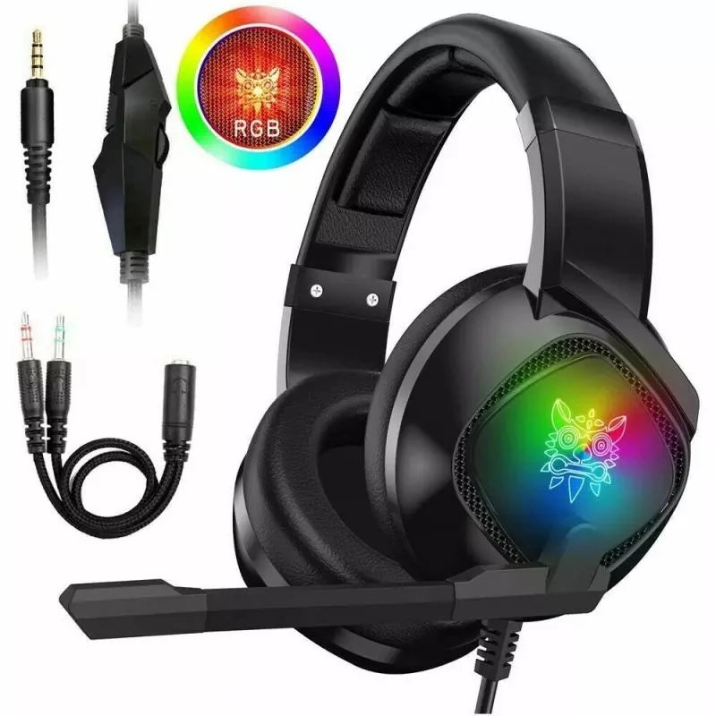 Gaming Headset For X-box One, PS4 Over Ear Headphones RGB Earphone With Noise Cancellation Microphone Volume Controller Tablet - Gadgio