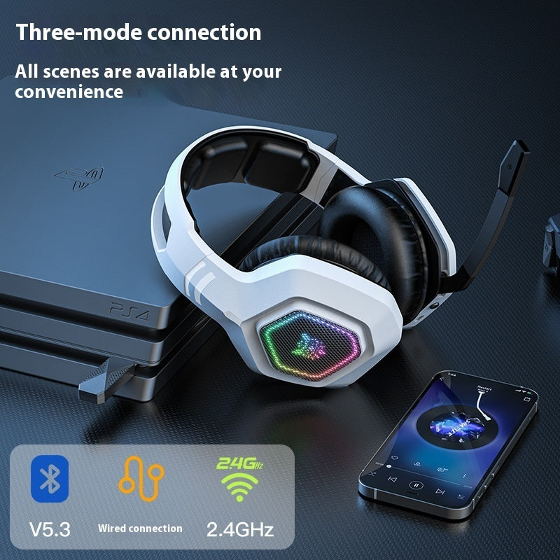 Wireless Gaming Headset Wearing Bluetooth 24g Headset RGB Luminous Headphones - Gadgio