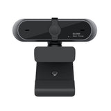 High-resolution 1080P conference video webcam showing lens and built-in microphone for clear video calls.