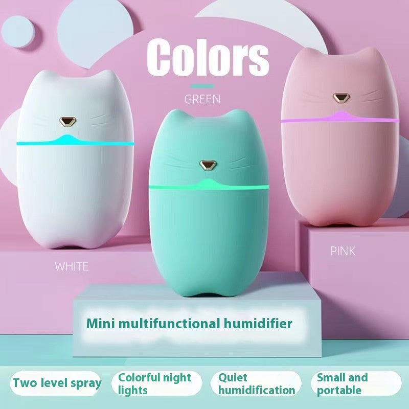 Cute Pet Cat Humidifier Household Car Desktop Air Atomization Mini Spray Aromatherapy Mute Hydrating - Gadgio