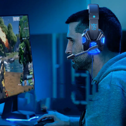 Gaming 7.1 Wire-controlled Headset Light-emitting Headphones - Gadgio