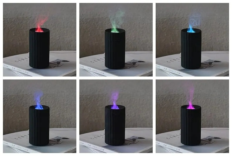 Air Humidifier With Flame Effect Essential Oil Diffuser Quiet Aroma Diffuser Home Fragrances Car Refresh - Gadgio