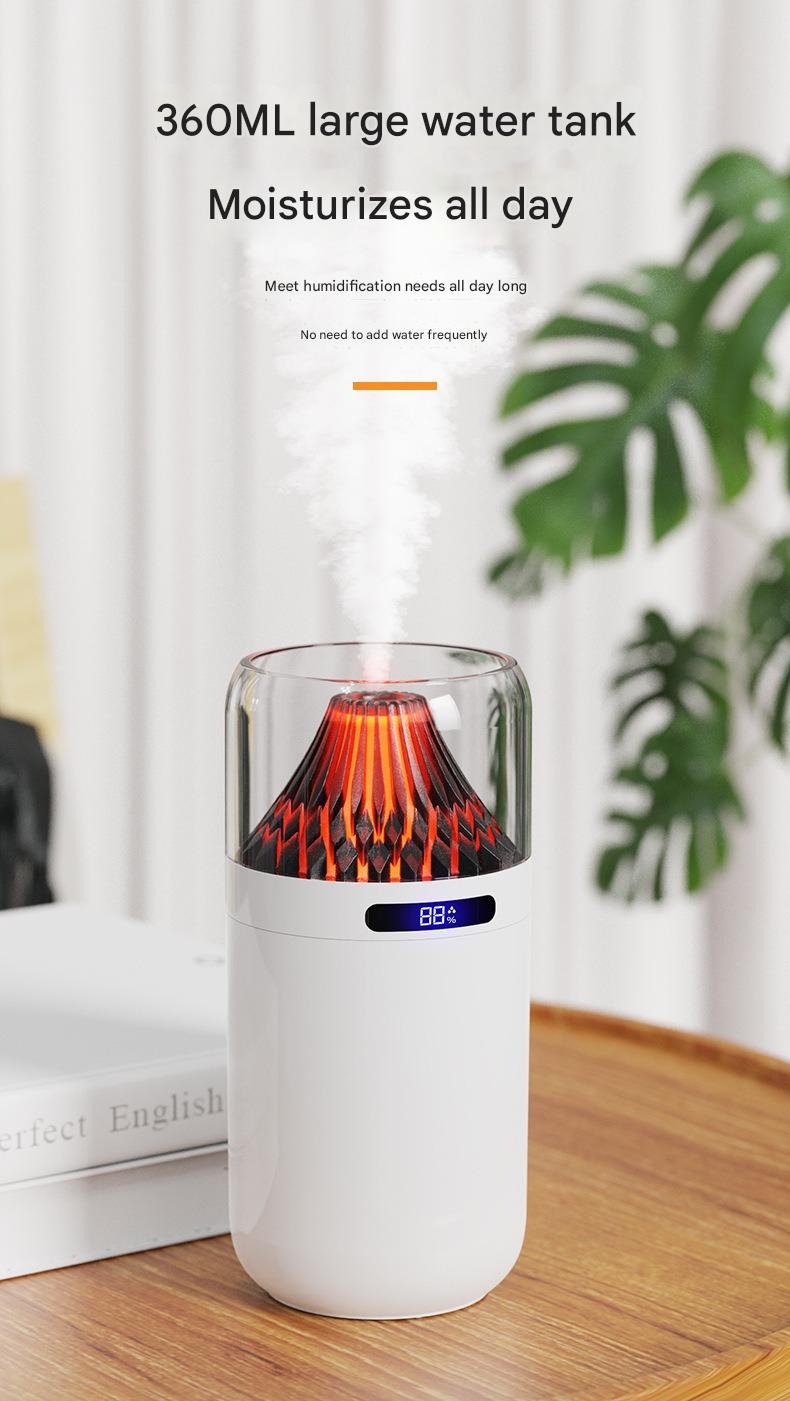Volcano USB Humidifier Compact Battery-Powered Digital Display Car Aromatherapy Charging Air Moisturizing Humidifier - Gadgio