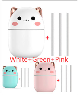 Air Humidifier Cute Cat Ultra-Silent USB Office Household Bedroom Car Aromatherapy Air Purifier With Led Cool Mist Spray - Gadgio