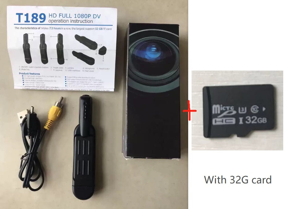 Compact 1080P HD hidden spy mini pocket pen camera showing a sleek black pen with discreet lens for covert recording