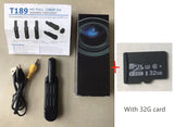 Compact 1080P HD hidden spy mini pocket pen camera showing a sleek black pen with discreet lens for covert recording