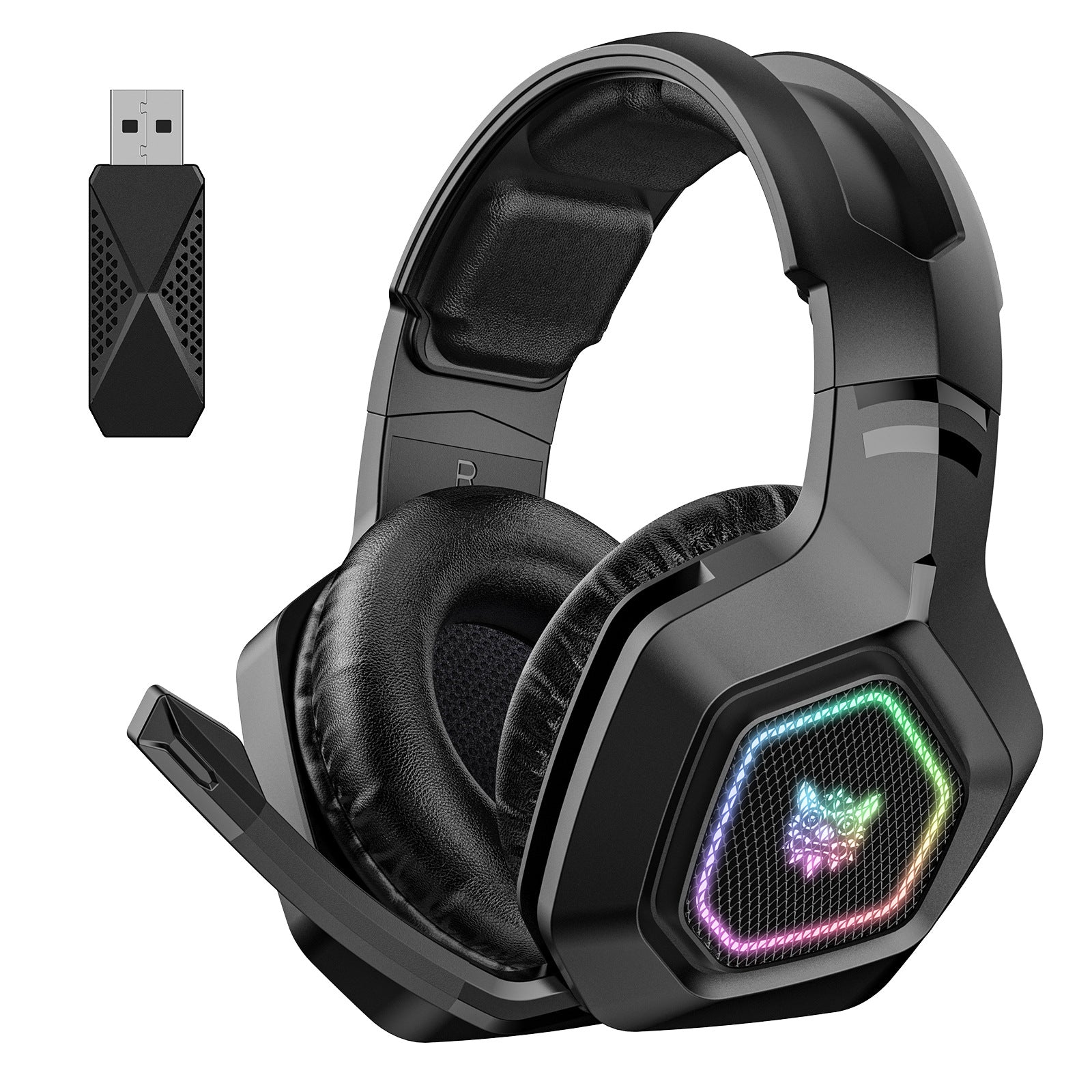 Wireless Gaming Headset Wearing Bluetooth 24g Headset RGB Luminous Headphones - Gadgio