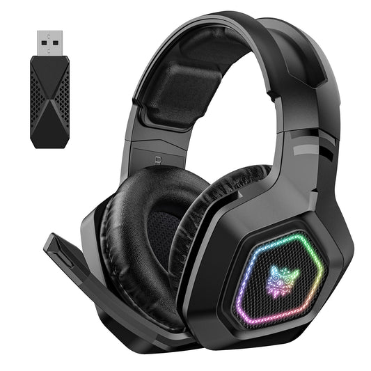 Wireless Gaming Headset Wearing Bluetooth 24g Headset RGB Luminous Headphones - Gadgio