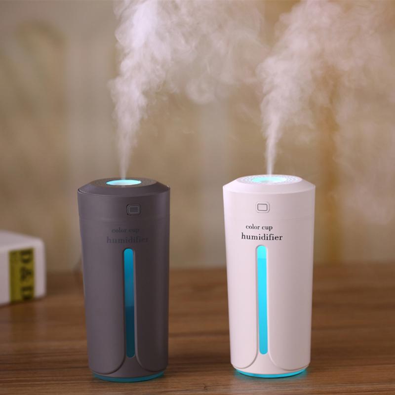 Mini Air Humidifier USB Ultrasonic Humidifier Car Aroma Diffuser Electric Essential Oil Diffuser Cup 7 Color LED Lights - Gadgio