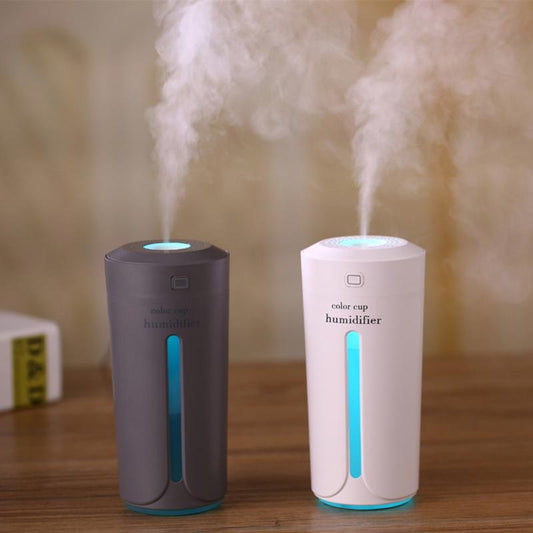 Mini Air Humidifier USB Ultrasonic Humidifier Car Aroma Diffuser Electric Essential Oil Diffuser Cup 7 Color LED Lights - Gadgio