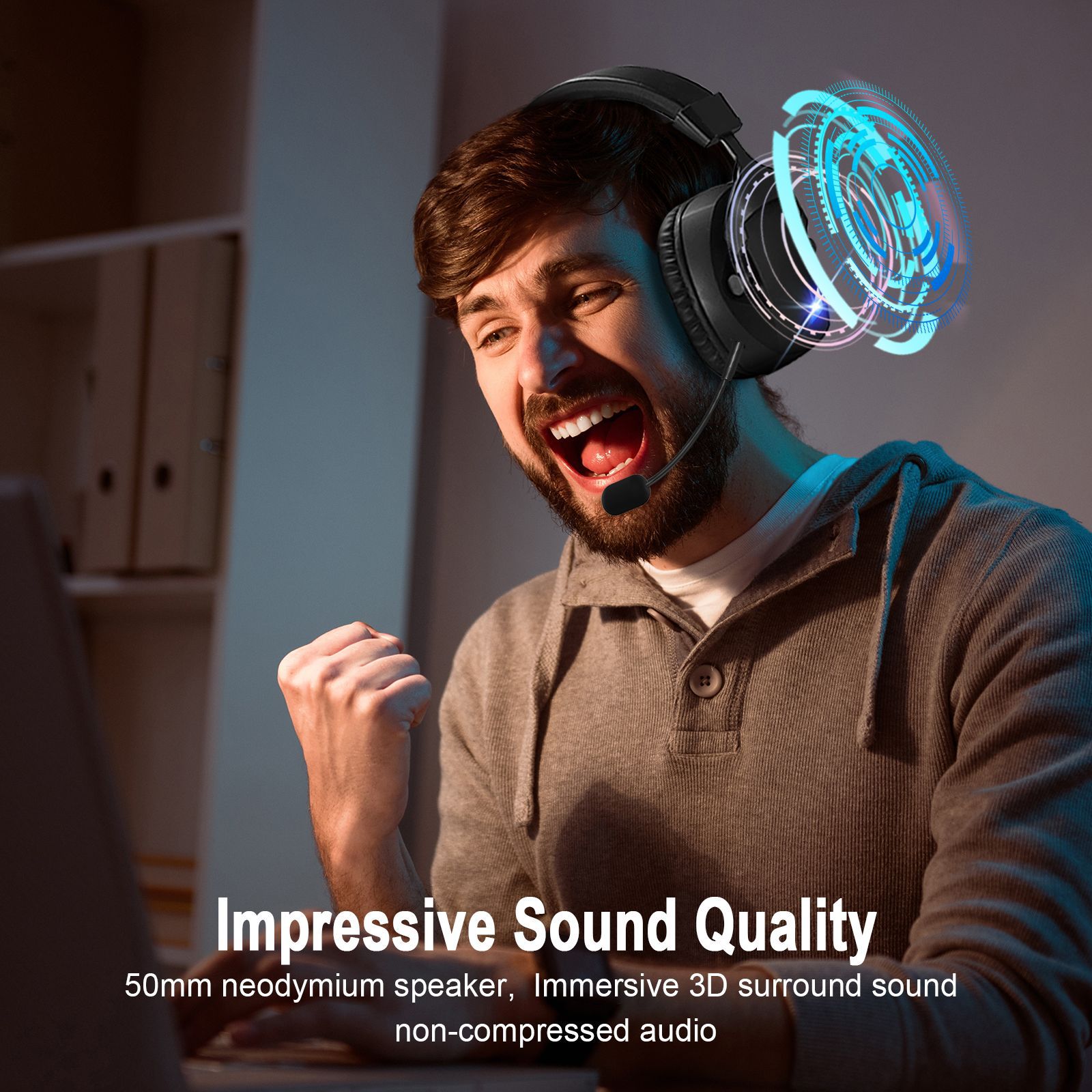 Cross-Border Over-Ear Bluetooth Headphones With Wireless Microphone  2.4G Dual-Mode, For E-Sports, Gaming PCs & PS5 - Gadgio