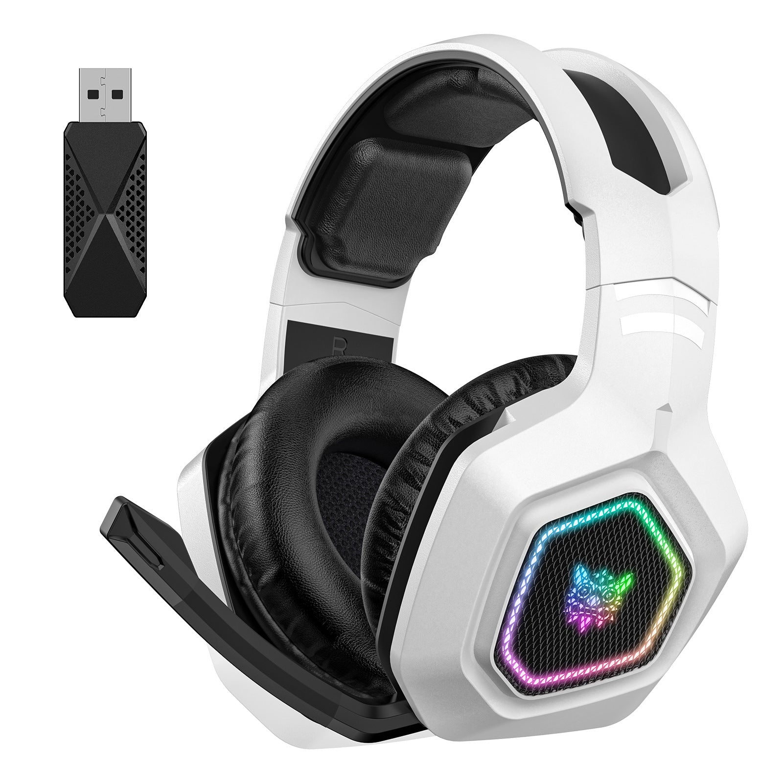 Wireless Gaming Headset Wearing Bluetooth 24g Headset RGB Luminous Headphones - Gadgio
