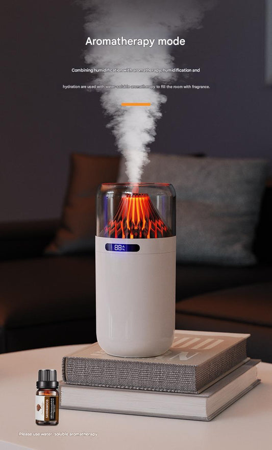 Volcano USB Humidifier Compact Battery-Powered Digital Display Car Aromatherapy Charging Air Moisturizing Humidifier - Gadgio