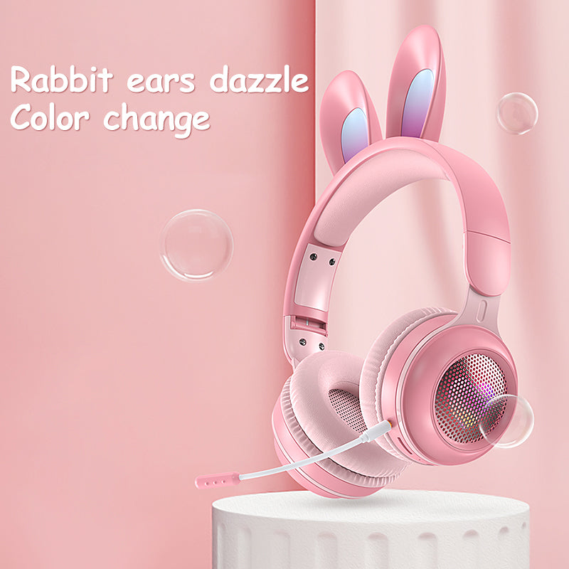 Rabbit Ear Headphones Wireless Luminous Extendable Wheat Headphones - Gadgio