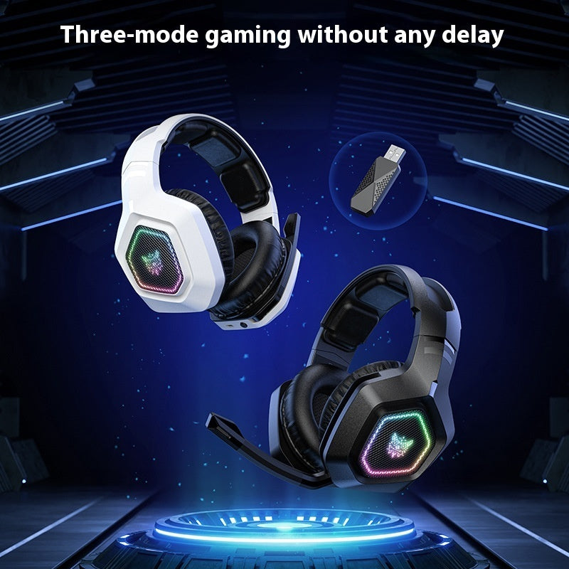Wireless Gaming Headset Wearing Bluetooth 24g Headset RGB Luminous Headphones - Gadgio