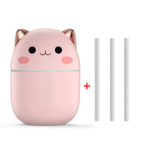 Air Humidifier Cute Cat Ultra-Silent USB Office Household Bedroom Car Aromatherapy Air Purifier With Led Cool Mist Spray - Gadgio